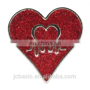Custom Heart Shaped Lapel Pin With Butterfly Clutch thumbnail-1