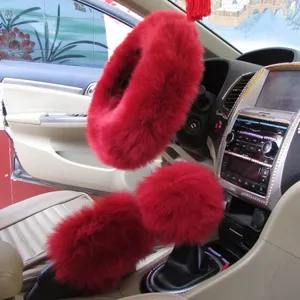 Premium Fluffy Genuine Sheepskin Fur Car Steering Wheel Cover thumbnail-2