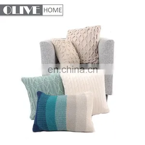 High Quality Home Decorative Light Blue Cushion Cover With Jacquard Cable Knit thumbnail-3