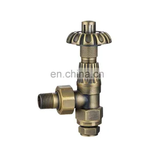 Brass Radiator Angle Antique Copper Traditional Thermostatic Radiator Valve thumbnail-1