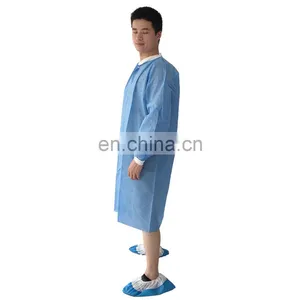 Blue Lab Coats Disposable Adult Jackets With Knit Collar & Cuff thumbnail-2