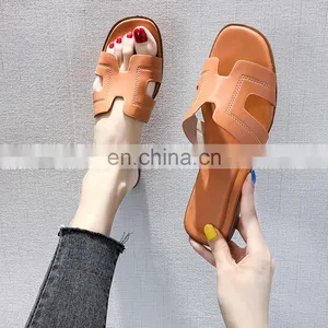 2020 Hot Sale H-sandel, Soft-soled Fashionable Light Weight Flats Mules Shoes Wholesale Korean Fashion Women's Slippers/ thumbnail-4