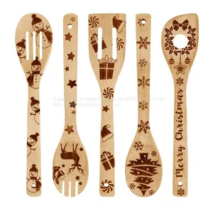 Christmas Cooking Utensils Manufacturer China Twinkle Bamboo Wood Spoon Set Cooking Utensil Wholesale Kitchen Cooking Tools thumbnail-1