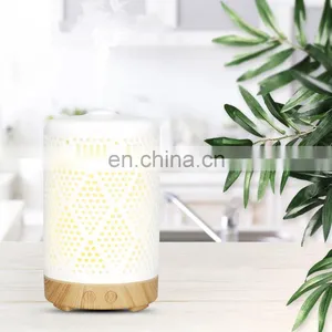Decorations For Home 100ml Usb Ceramic Humidifier Cool Mist Essential Oil Diffuser Wood Grain 7 Colorful Led Light Machine thumbnail-1
