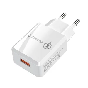 Wholesale Custom US EU Plug QC3.0 5v 2a Fast Charging Usb Wall Adapter Cell Phone Charger for Iphone Huawei thumbnail-4