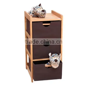 2014 Hot Sale Natural KD Wood 3 Drawer Wide Storage Shelf thumbnail-1
