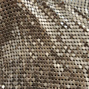 Mesh Chain Mail Curtains Industry Supply Colorful Soft Metal Decorative Aluminum Cloth Fabric Sequin Gold Anodized Modern Window thumbnail-4