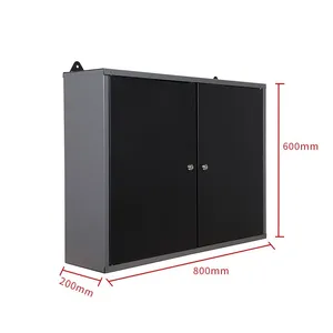 Steel Wall Storage Cabinets With 22 Hooks, for Garage Utility Room Basement, Black & Grey thumbnail-3