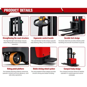 Electric Stacker Truck Pallet Lift Stacker Capacity 1500/2000kg Full Electric Forklift in Warehouse thumbnail-5