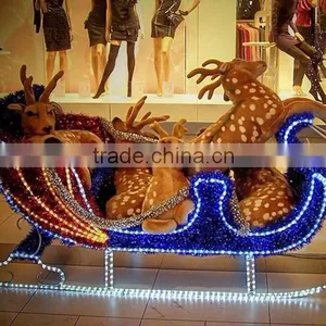 Mall Christmas Deer Iron Sleigh Design Scene Decoration thumbnail-1