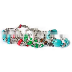 Wholesale Synthetic Turquoise Baroque Bangle Alloy Baroque Bracelet thumbnail-1