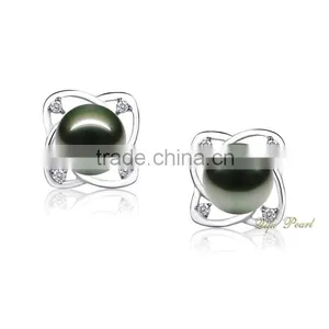 2015 Hot New Pearls Jewelry 18k Gold Pearl Earring Settings and Mountings With Diamonds thumbnail-1