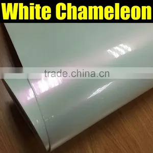 Glossy Chameleon White to Red Car Wrap Vinyl Film Air Bubble ,1.52*20m/roll thumbnail-1