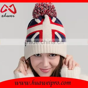 Wholesale Jacquard British National Flag Hat Knitting Beanie Hat Slouchy thumbnail-4