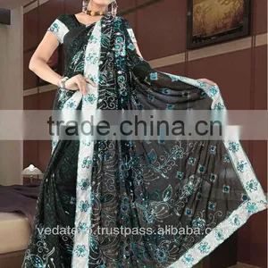 Black Embroidery Saree thumbnail-1