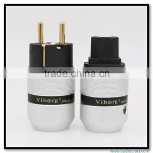 OEM/ODM Viborg Audio Aluminum Gold Plated Schuko Power Plug Connector+IEC Female Plug thumbnail-3