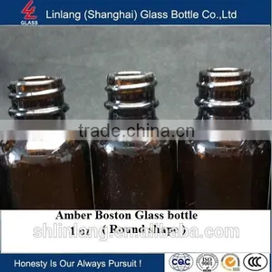 Amber Glass Bottle Boston Round 1oz thumbnail-2