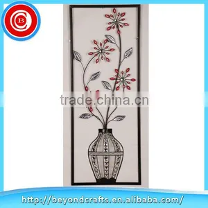 Newest Iron Flower in Vase Wall Decor With Acrylic Bead thumbnail-1