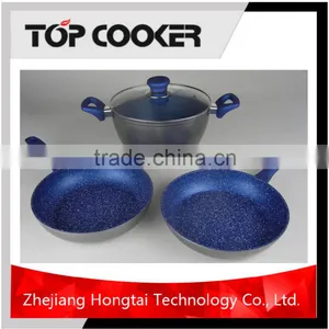 4pcs Forged Aluminum Living Stone Blue Marble Cookware Set thumbnail-1