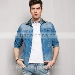 Men's Fashion Casual Washing Jeans Shirts thumbnail-1