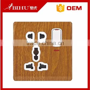 High Fashion Wood Grain Switch Socket With Neon for UK, Universal, 2 Pin and 3 Pin thumbnail-1