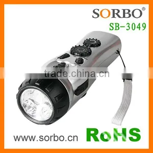 Multifunctional Portable Dynamo Hand Crank Bright Flashlight and Alarm Charger Radio thumbnail-1