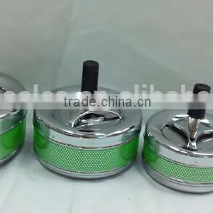 Assorted Color Spinning Push Down Metal Cigarette Ashtrays thumbnail-2