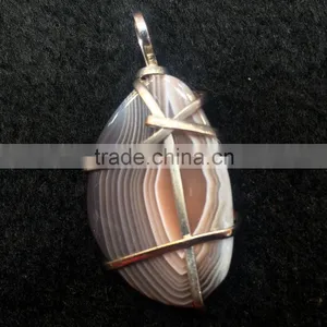 Natural Agate Stone Necklace Wiring Crystal Pendant thumbnail-1
