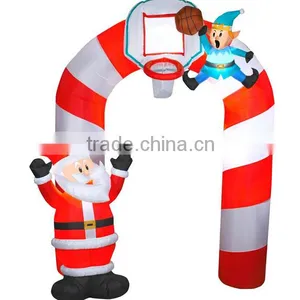 Christmas Santa Inflatable Arch Inflatable Christmas Arch and Elf Playing Basketball thumbnail-1