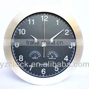Brushed Aluminum Wall Clock With Temperature And Humidity thumbnail-1