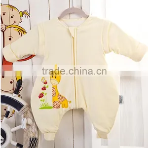 100% Cotton Anti Kicking Infant Child Foot Sleeping Bag Thick Filling for Autumn and Winter Yellow Style thumbnail-4