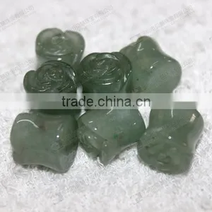 Green Aventurine Ear Piercing Jewelry,stone Carved Flower Ear Plugs thumbnail-3