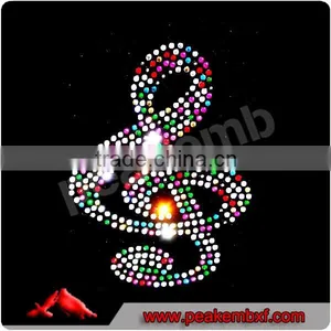 Music Notes Iron On Rhinestone Transfer Hotfix Gem Motif thumbnail-1