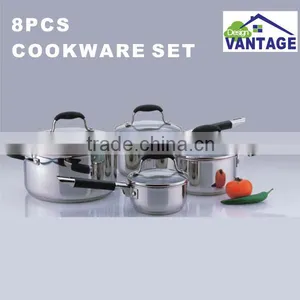 8pcs Stainless Steel Cookware Set With Black Silicon Handle/saucepan/casserole thumbnail-3