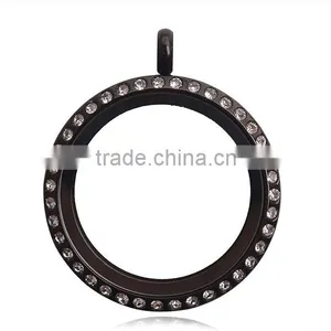 Luxury Stainless Steel Black Plated Floating Charm Lockets for Woman thumbnail-1