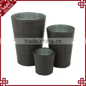 Hand Crafted Metal & Woven Rattan Vase Modern High Plant Pots thumbnail-1