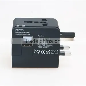 Factory High Quality Universal Travel Adapter With Double USB Charger World Travel Adapter USB Travel Adapter of 1000MA thumbnail-3
