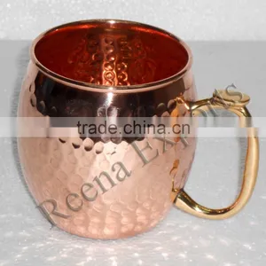 Moscow Mule Pure Copper Mug Hammered With Brass Handle ,Hammered Copper Mule Mug 16 Ounce,pure Copper Vodka Mule Mug thumbnail-1