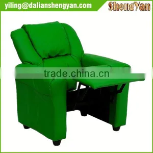 Contemporary Green Vinyl Kids Recliner With Cup Holder and Headrest thumbnail-5