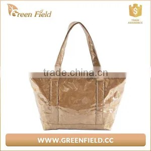 Brown Tyvek Tote Bags Large Lady Hand Bag With PVC Cover thumbnail-1