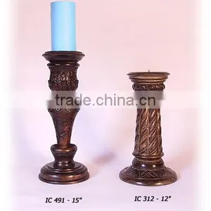 Wooden Pillar Candle Holder, Hand Carved Wooden Candle Holder, Tall Wooden Candle Holder, Wedding Decoratiion Candle Holder thumbnail-1