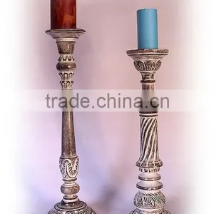 Wooden Pillar Candle Holder, Hand Carved Wooden Candle Holder, Tall Wooden Candle Holder, Wedding Decoratiion Candle Holder thumbnail-1