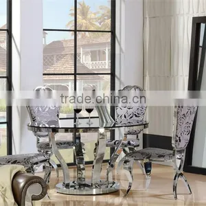 Promotion Modern Dinning Room Furniture Restaurant Round Glass Table and Chair AH6667-2 thumbnail-1