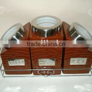 Ceramic Canister With Metal Rack thumbnail-2