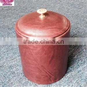 Leather Ice Bucket With Lid and Scoop,stainless Steel Ice Bucket,high Quality Product thumbnail-1