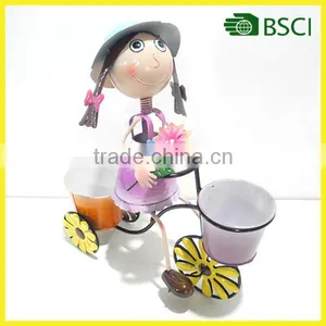 Hot Selling Doll Theme Antique Wrought Iron Bicycle Plant Stand With Low Factory Price thumbnail-1