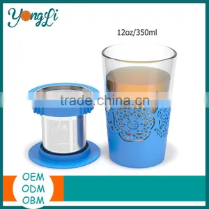 Hot Selling Silicone Stainless Steel Tea Infuser Glass Tea Cup Sets thumbnail-1