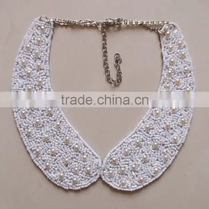 White Bead Embroidered Necklace 2014 thumbnail-1