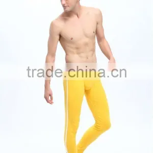 Wholesale Mans Heated Long Thermo Underwear Thermal Long Johns Yellow Cotton Winter Brand Pants Cheap thumbnail-1