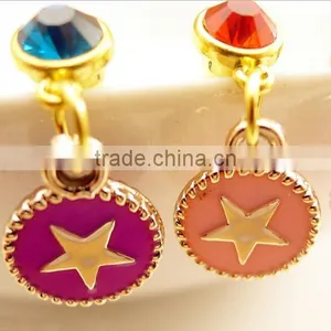 Beautiful Star Pattern Pendant Phone Charms Metal Round Charm Dustproof Jewelry With Crystals thumbnail-1
